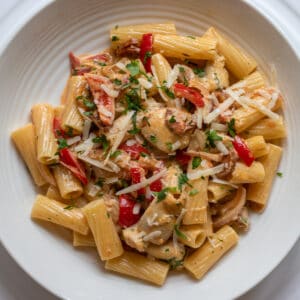 chicken and chorizo pasta with creamy tomato sauce