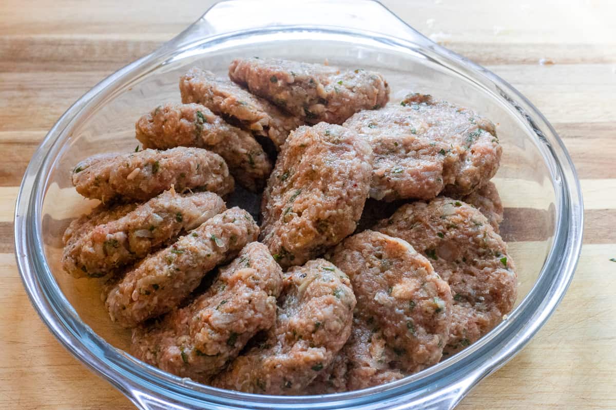 kofta mixture is shaped into patties