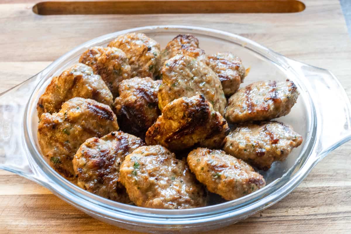 lamb koftas are cooked until golden brown