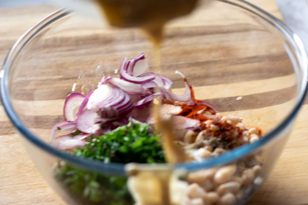 all the salad ingredients are placed in a bowl