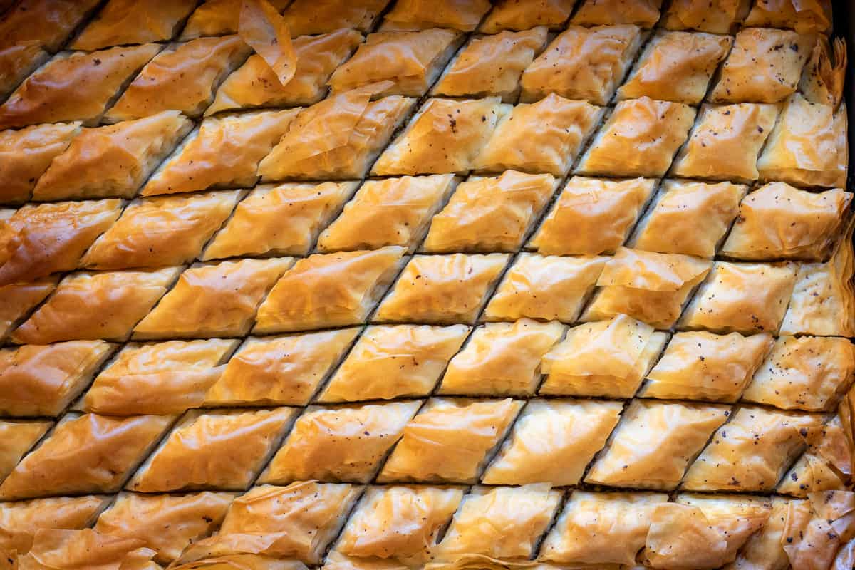 baklava is baked until golden and crisp