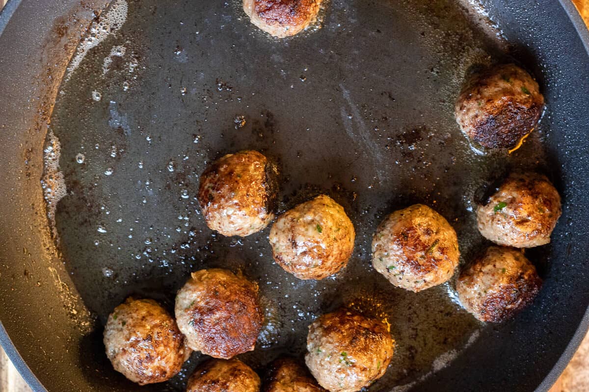 saute the meatballs with oil