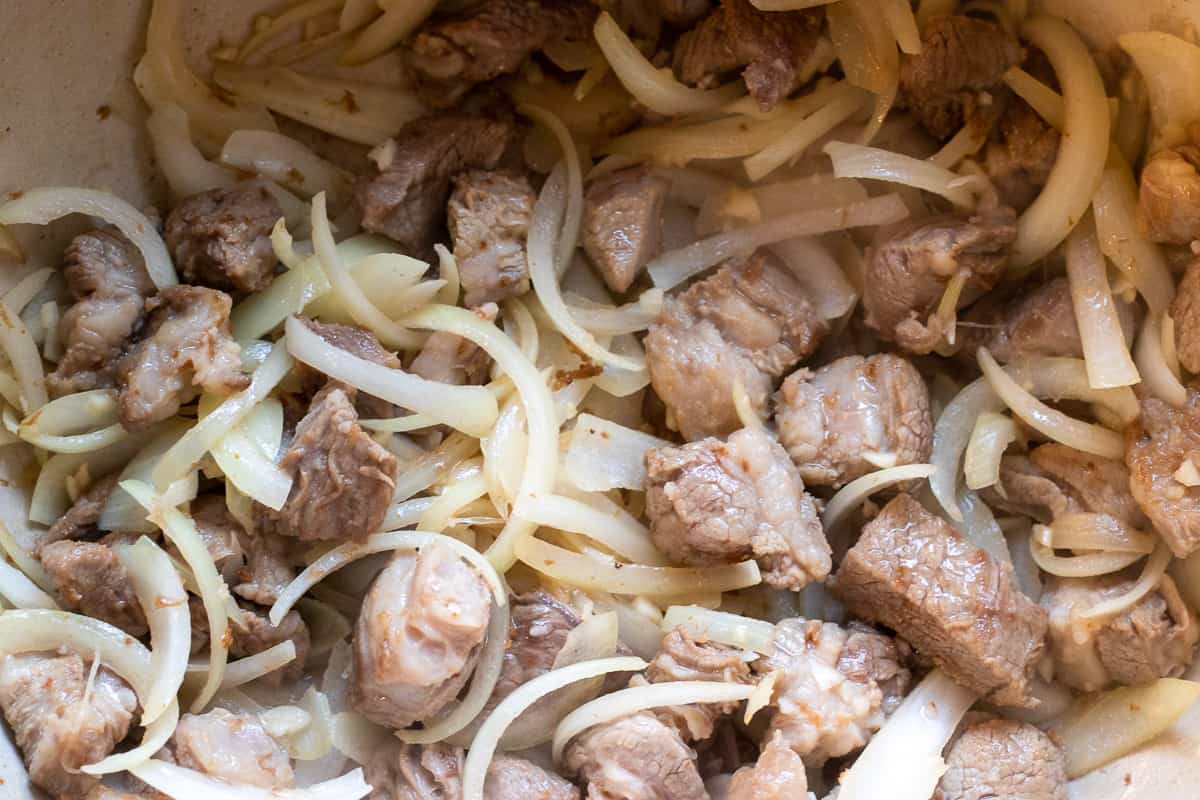 Sautéing the onions