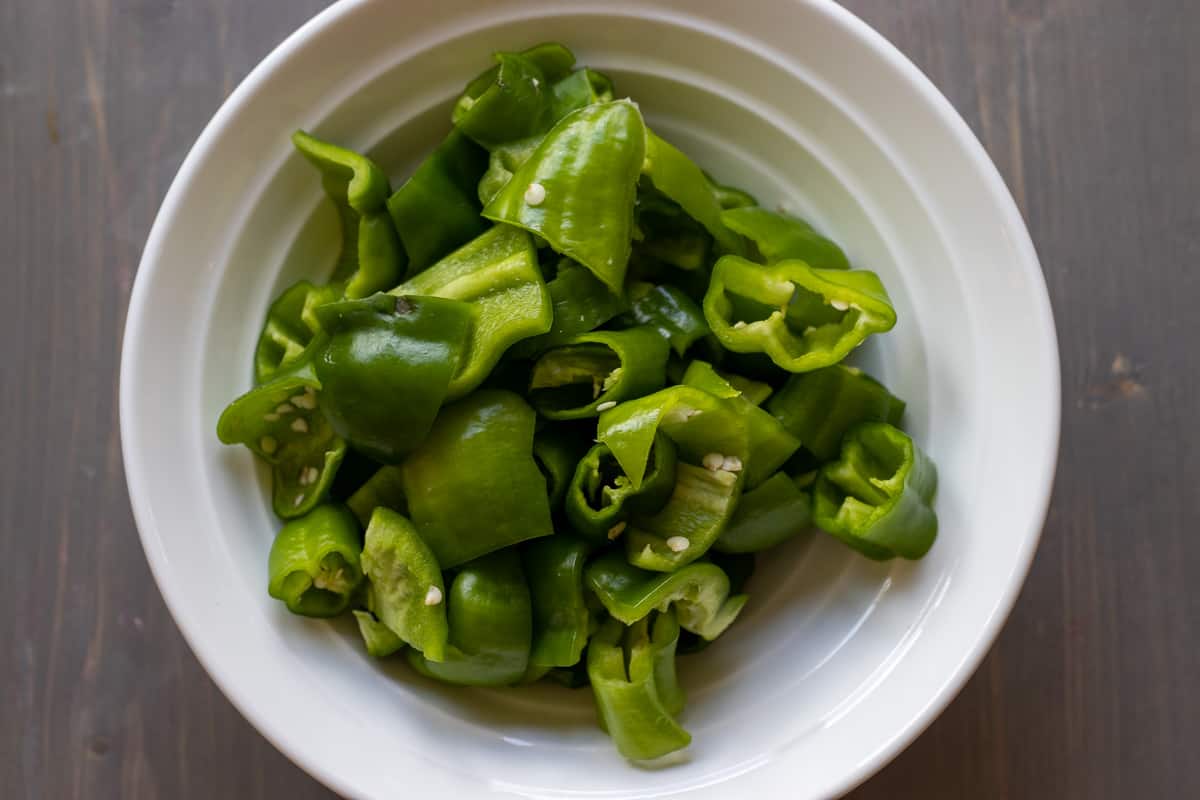 peppers are cut into chunky dices