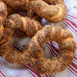freshly baked simit bread