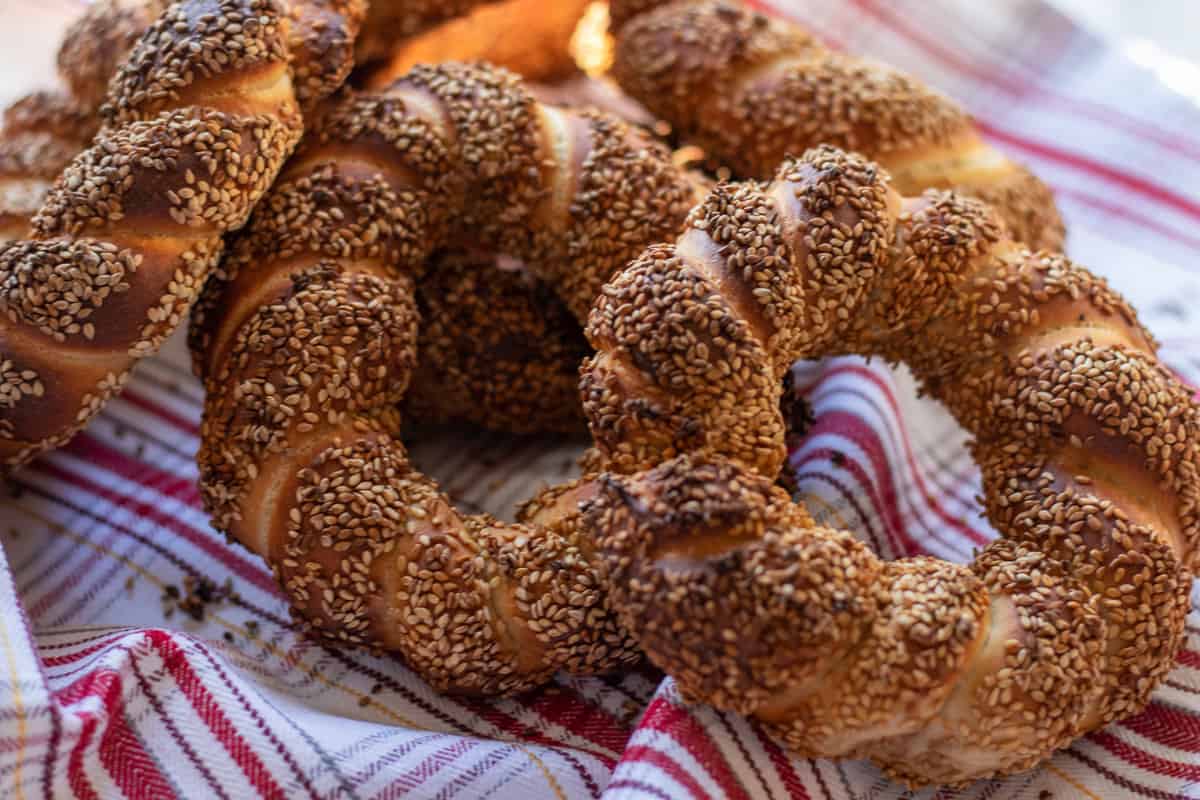 4 freshly baked simit bread