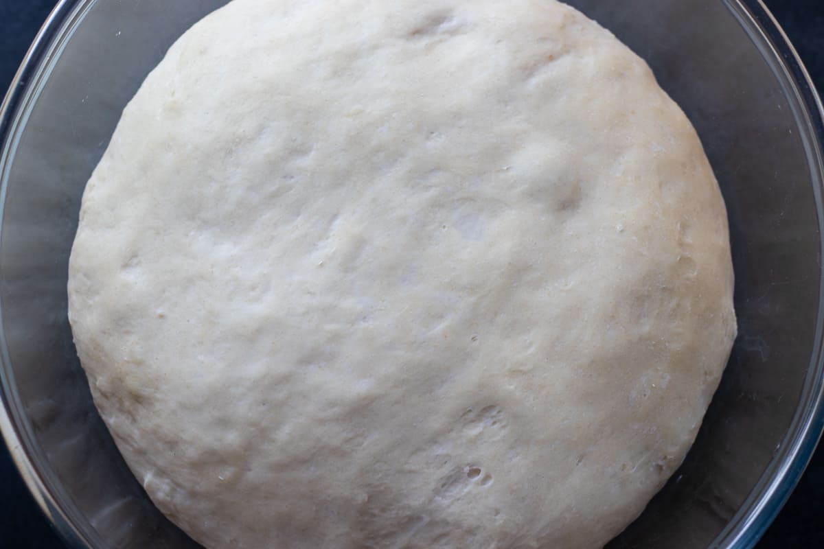 the simit dough doubles the size up after rising process