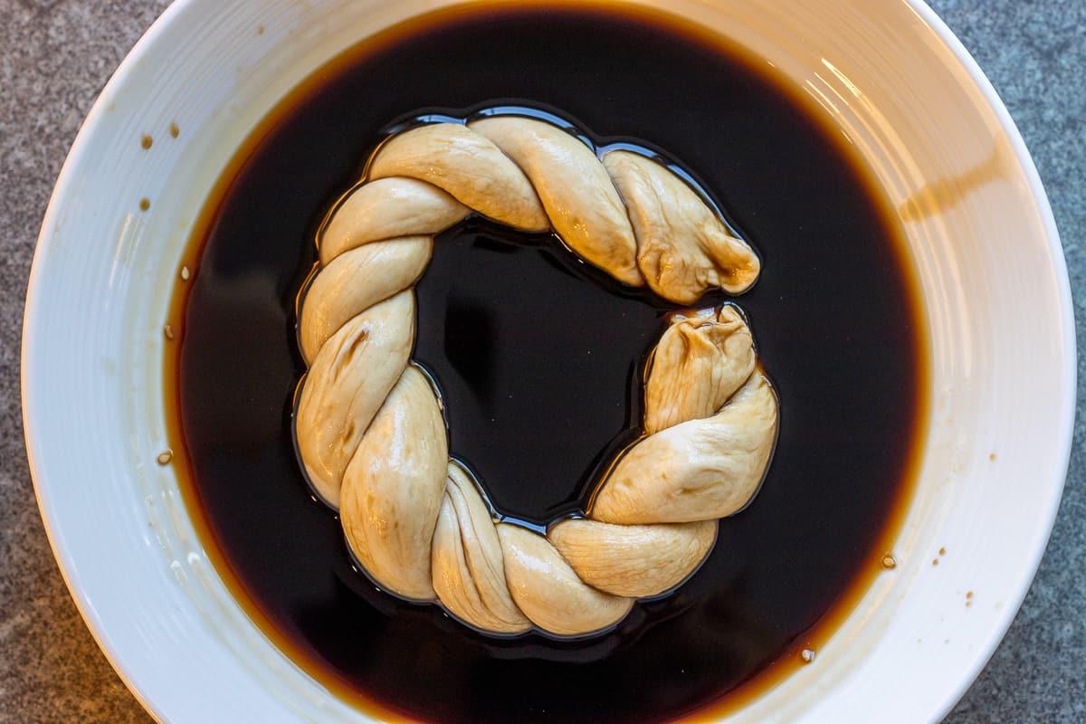 simit is dipped in molasses