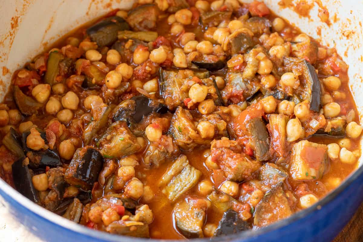 Lebanese moussaka cooked in a dutch oven