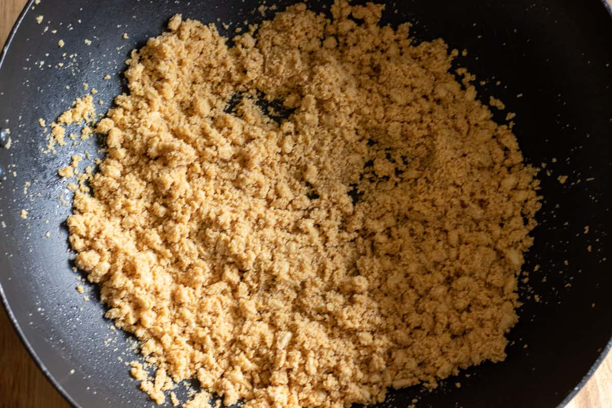 semolina is cooked until golden brown