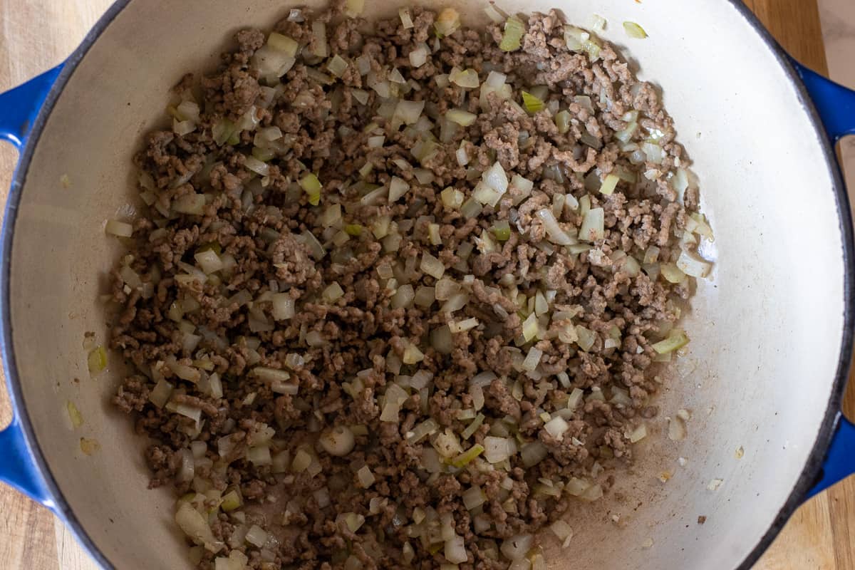 Sautéing the onions