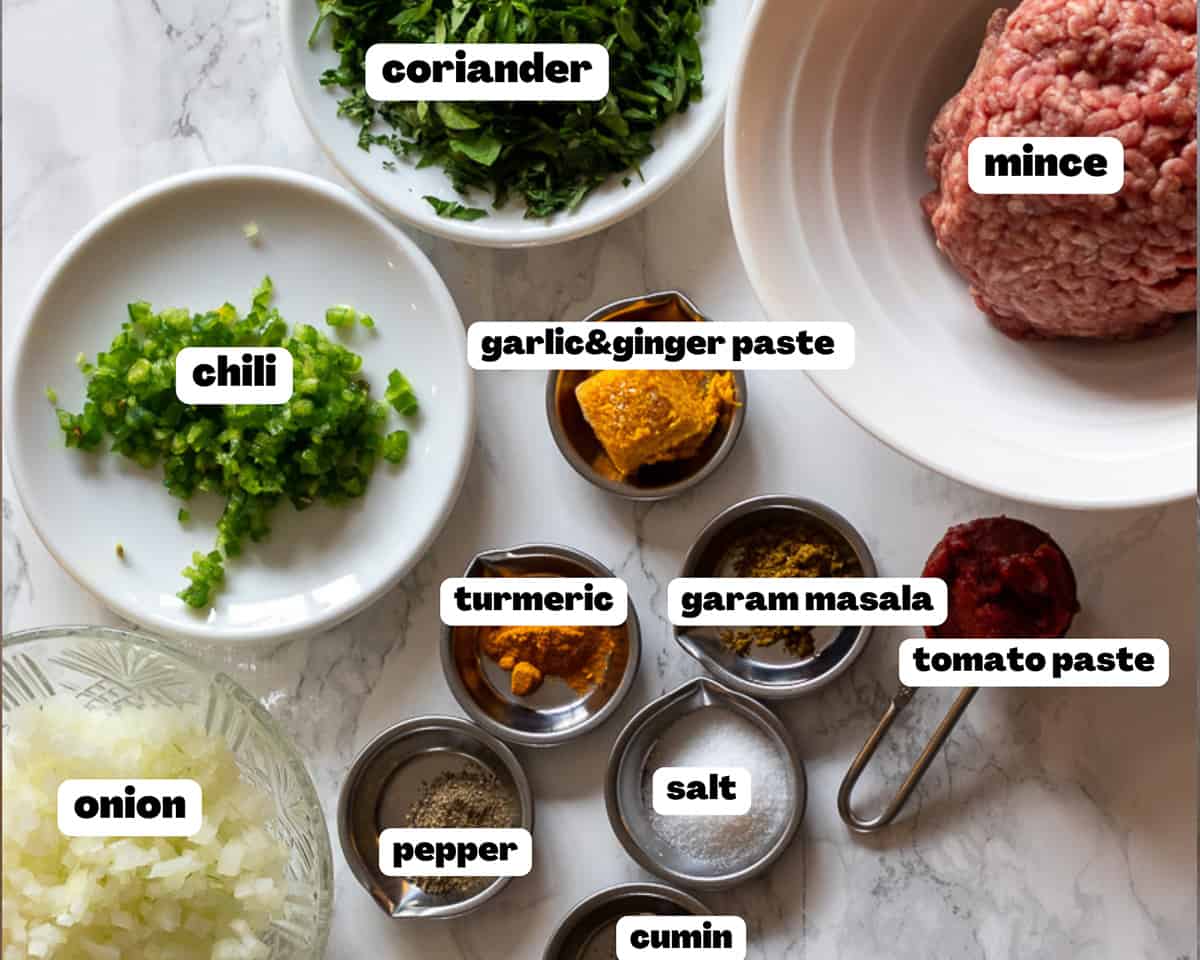 labeled ingredients for keema naan filling