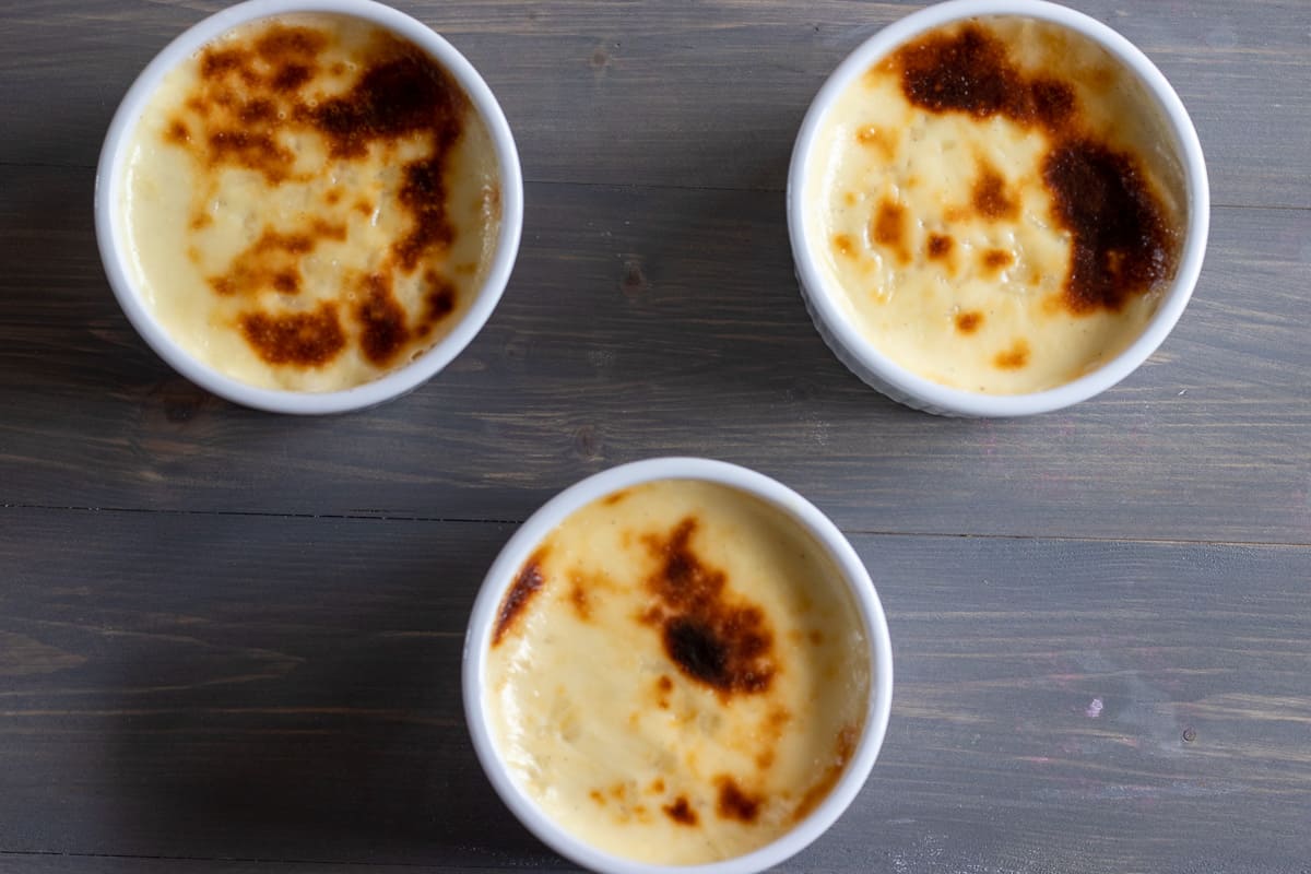 rice puddings are browned under the grill