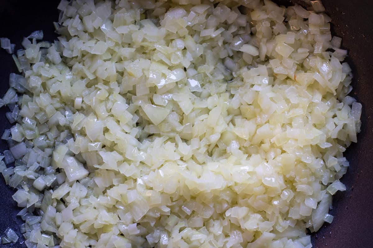Sautéing the onions with olive oil