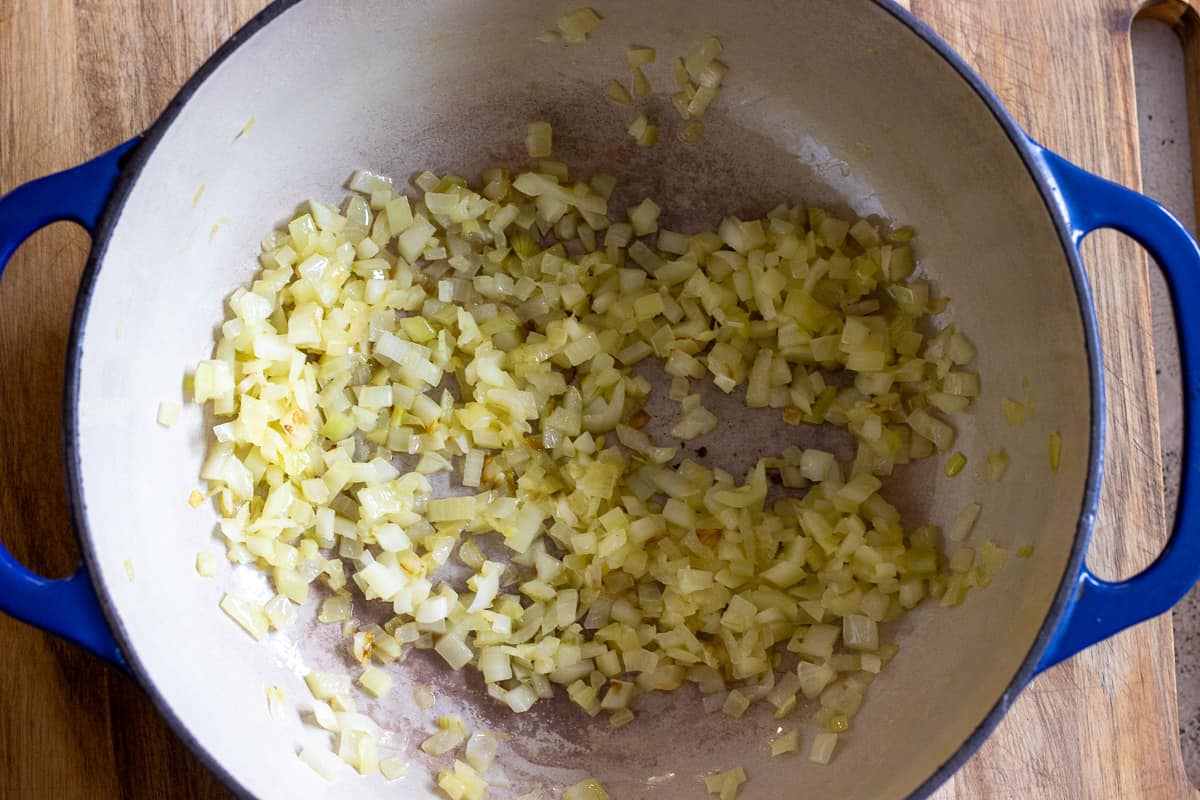 Sautéing the onions with ghee