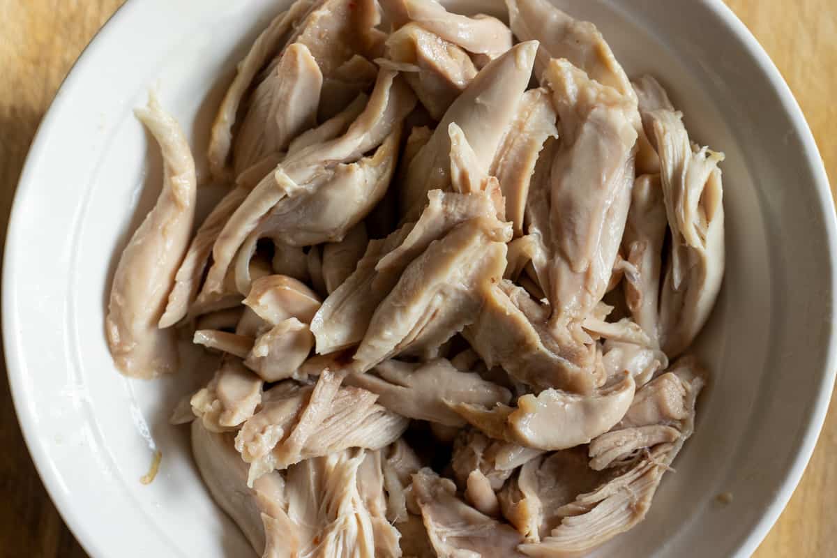 shredded chicken into bite size