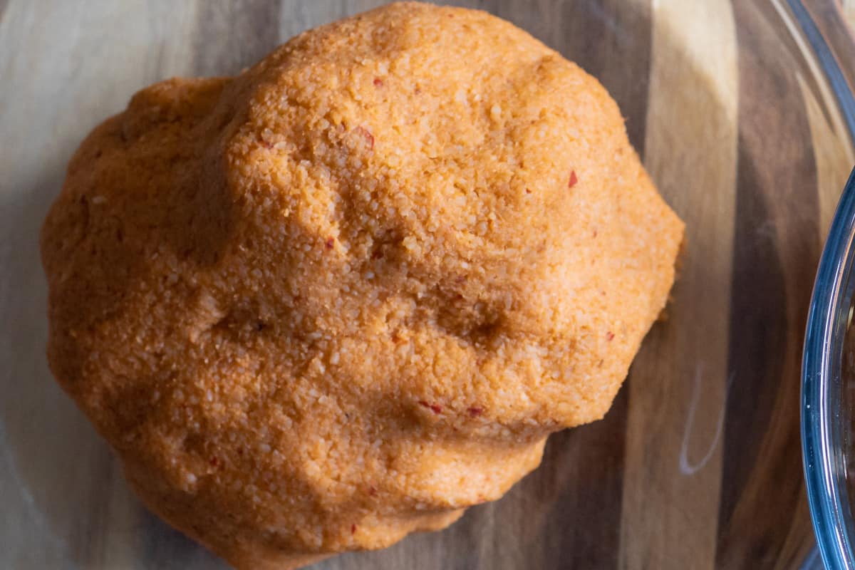 the casing for icli kofte-Turkish kibbeh is ready