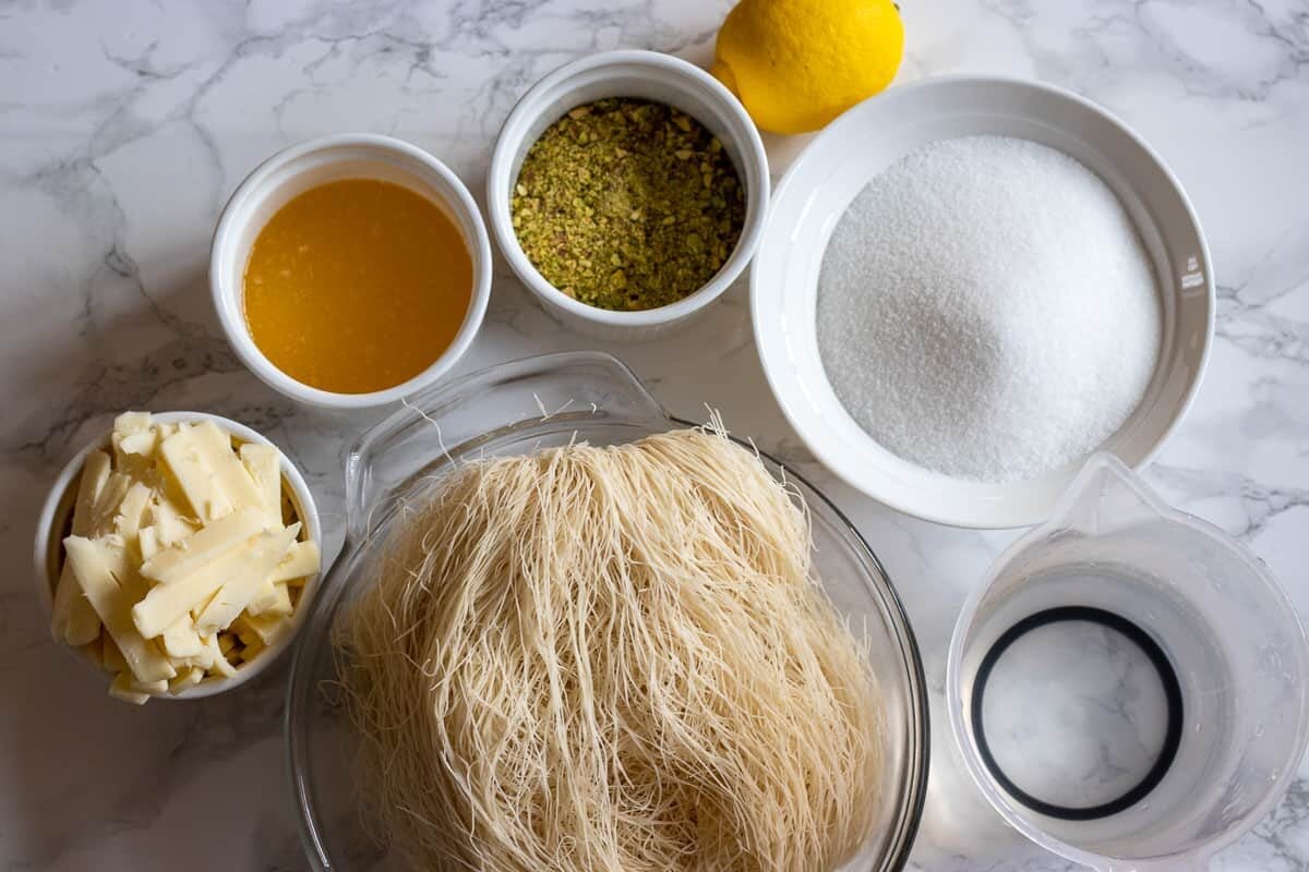 Ingredients needed for making kunefe