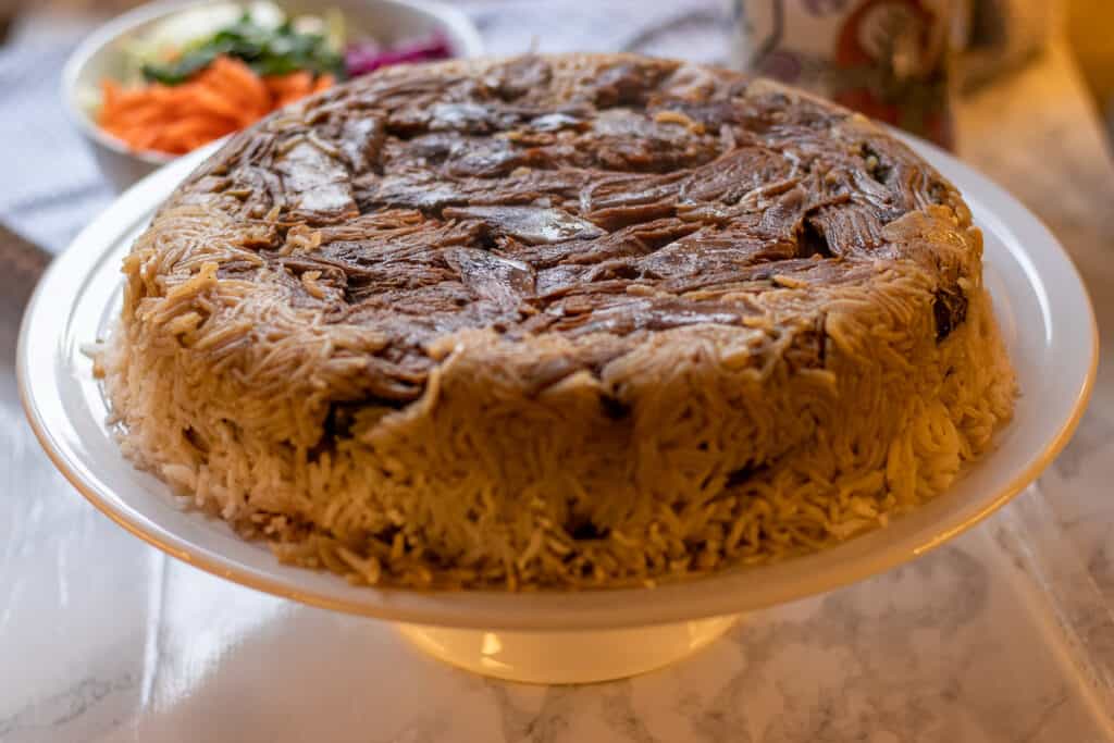 Maqluba is a lamb and rice dish served upside down