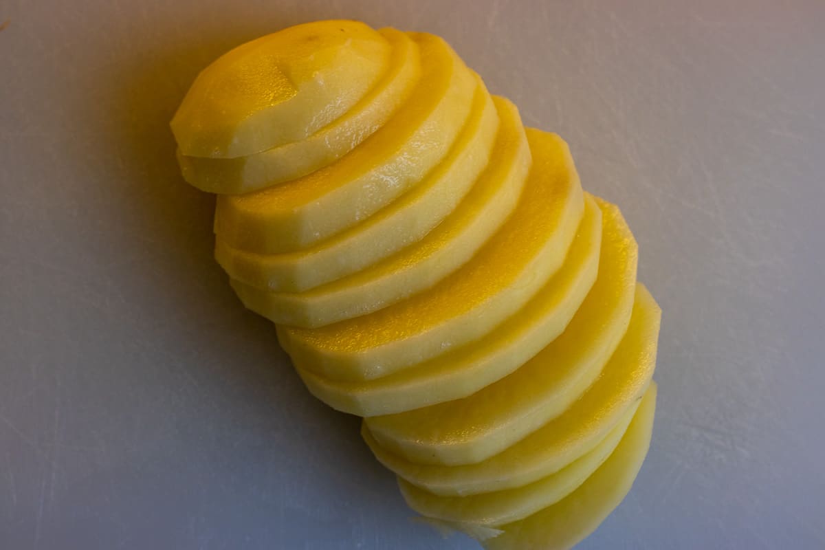 peeled and sliced potatoes