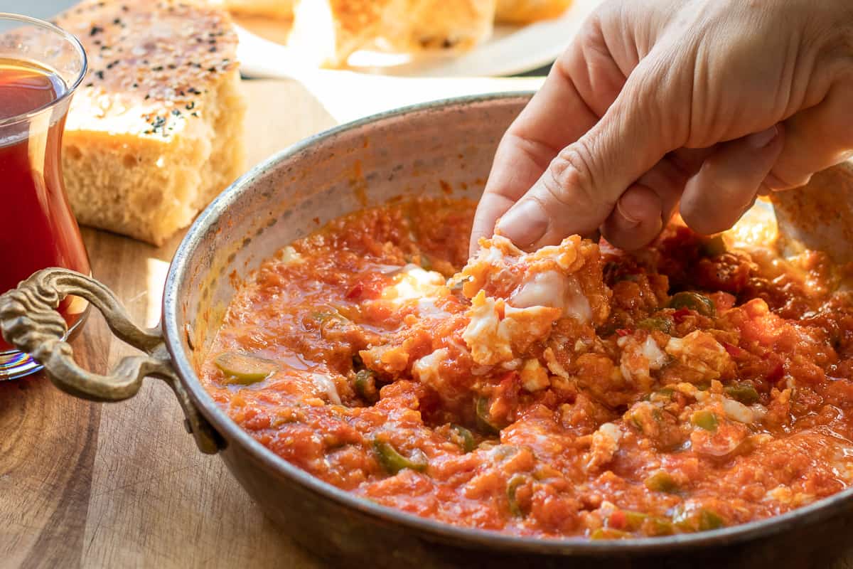 menemen eaten with a piece of bread