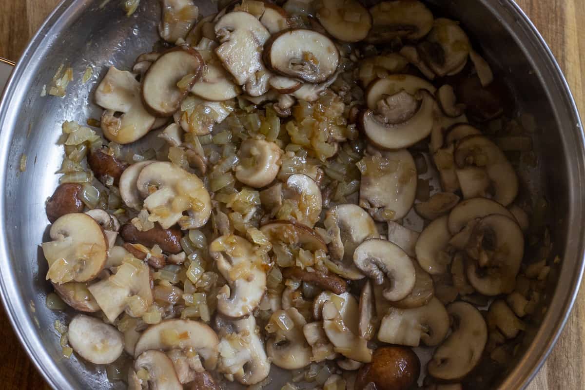 Sautéing the mushrooms