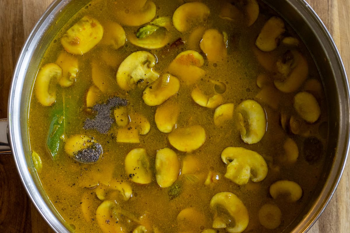 stock is added to the pan