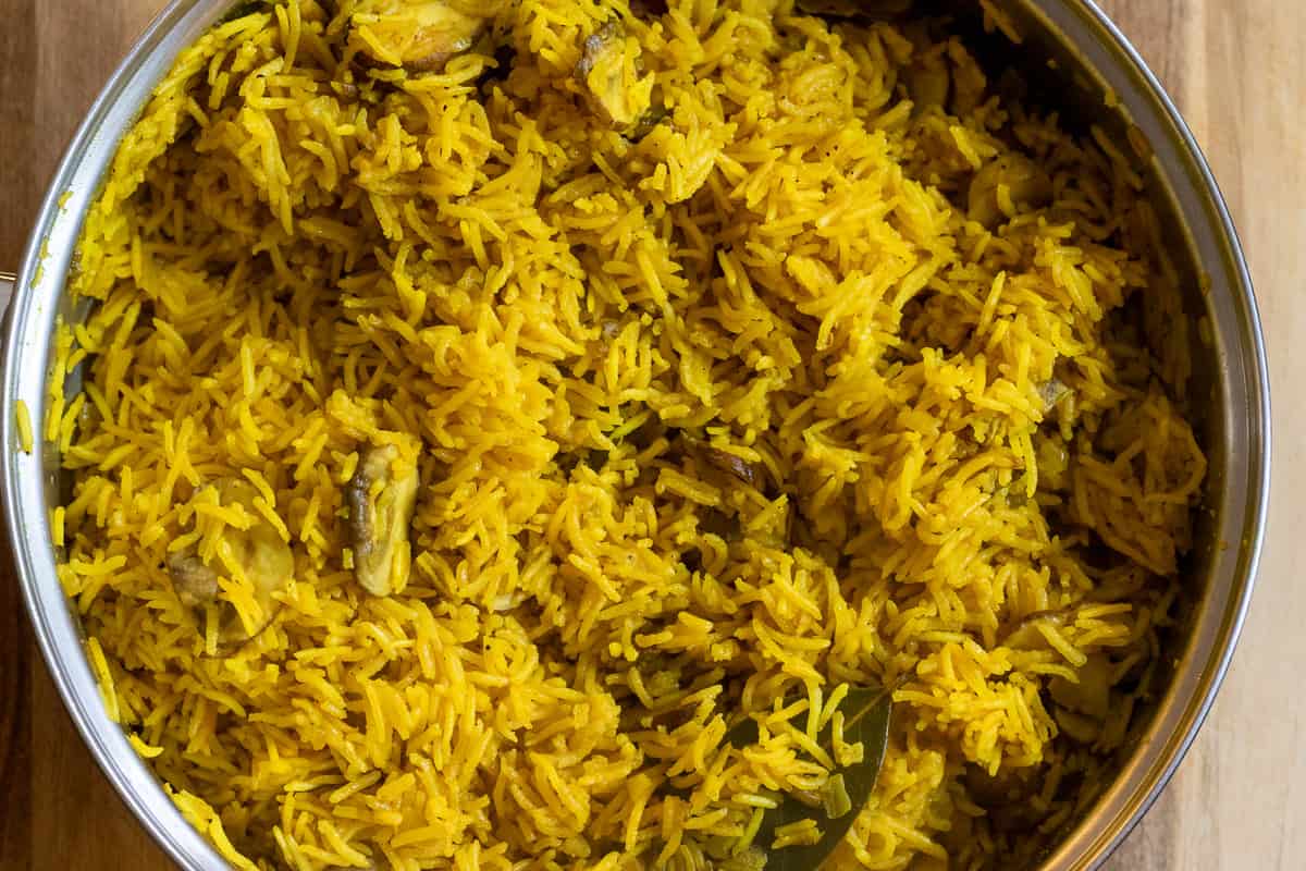 fluff the cooked rice with a fork