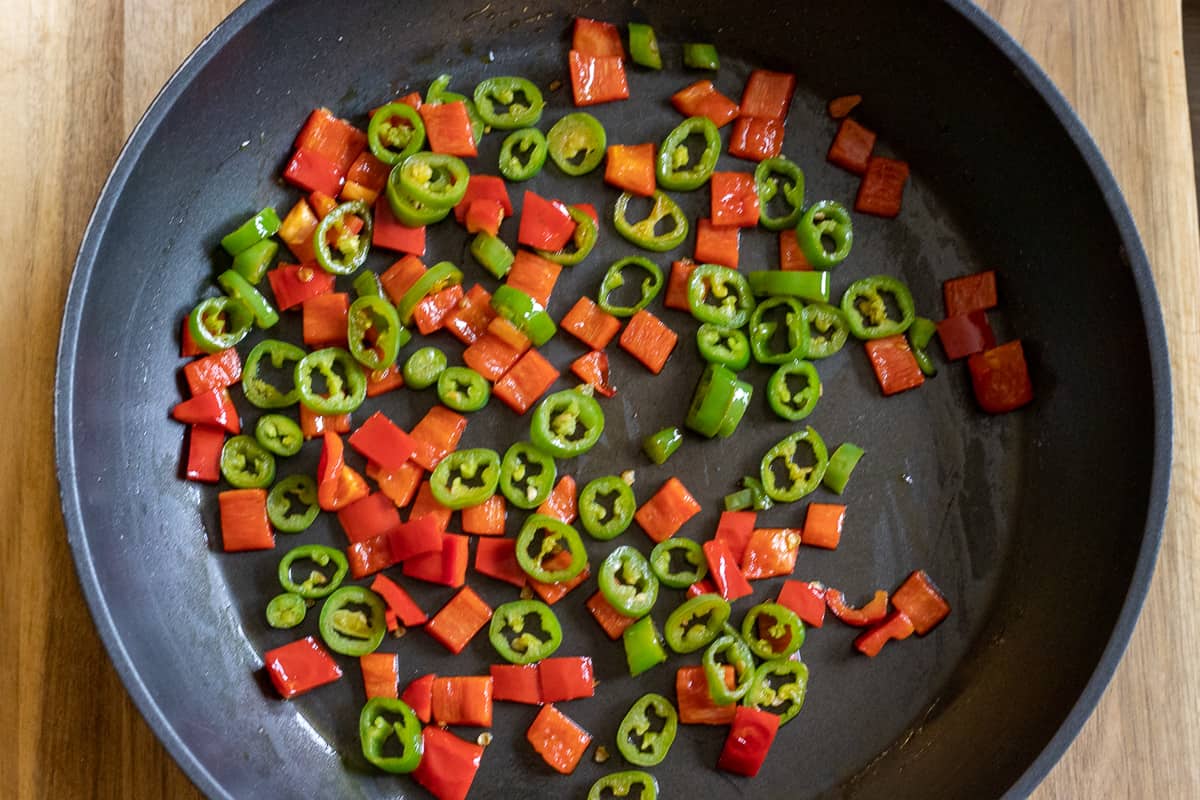 Sautéing the peppers