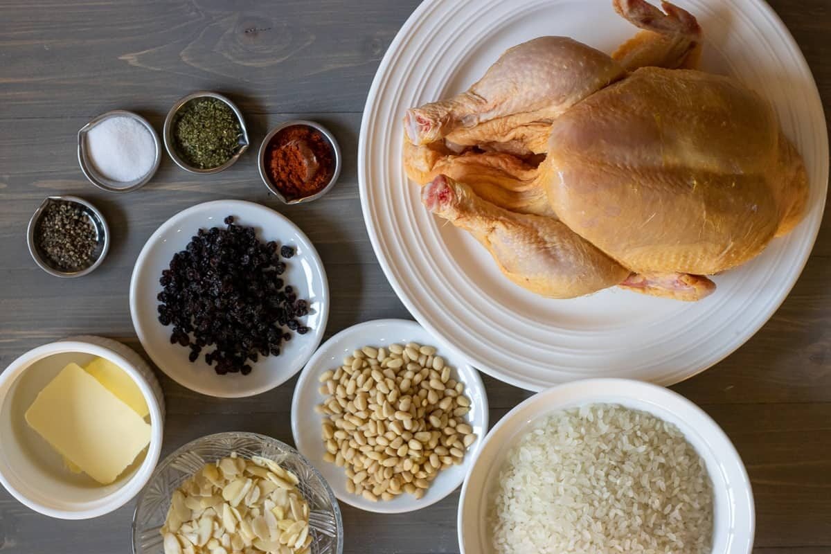 Ingredients for the filling for verde Pilavi