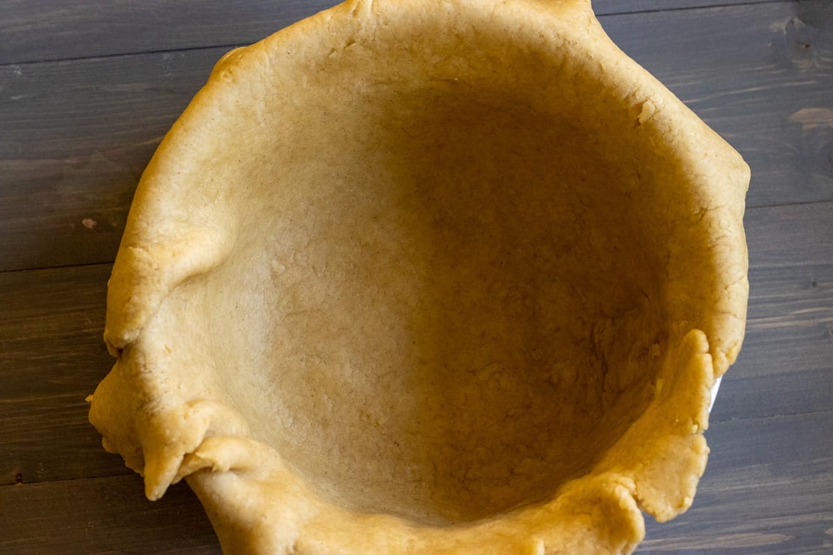 the dish is lined with pastry