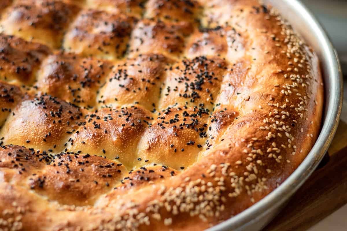 ramazan pidesi freshly baked until golden brown