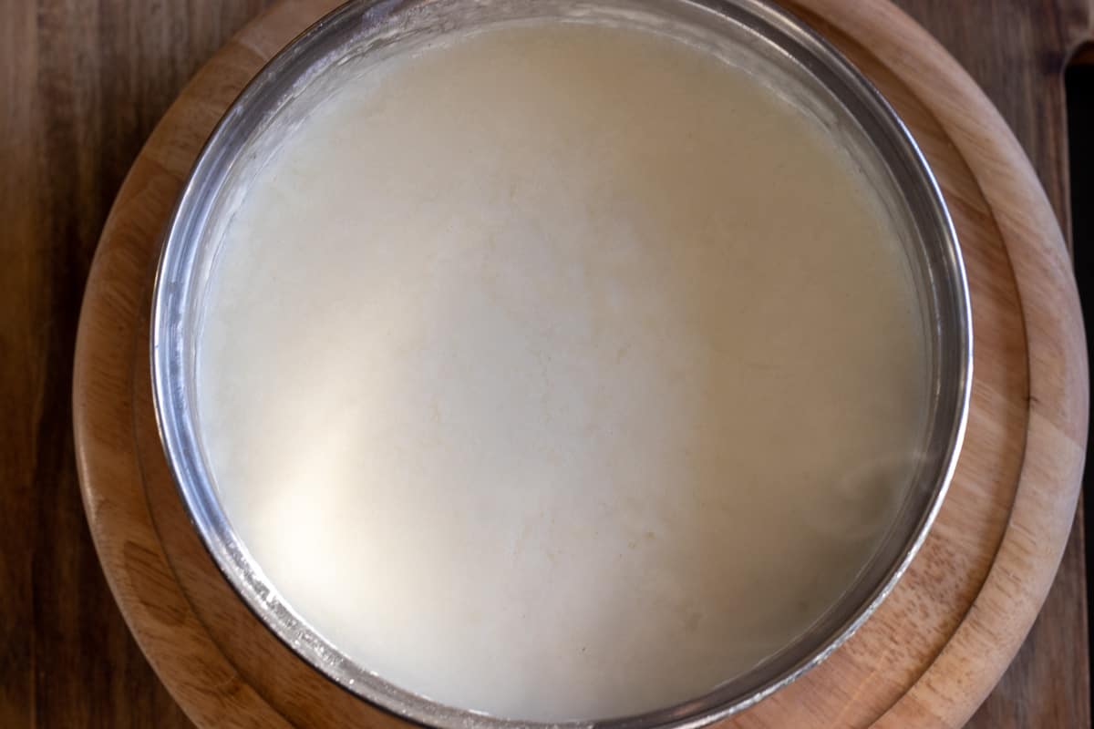 the soup is cooked until the rice softened