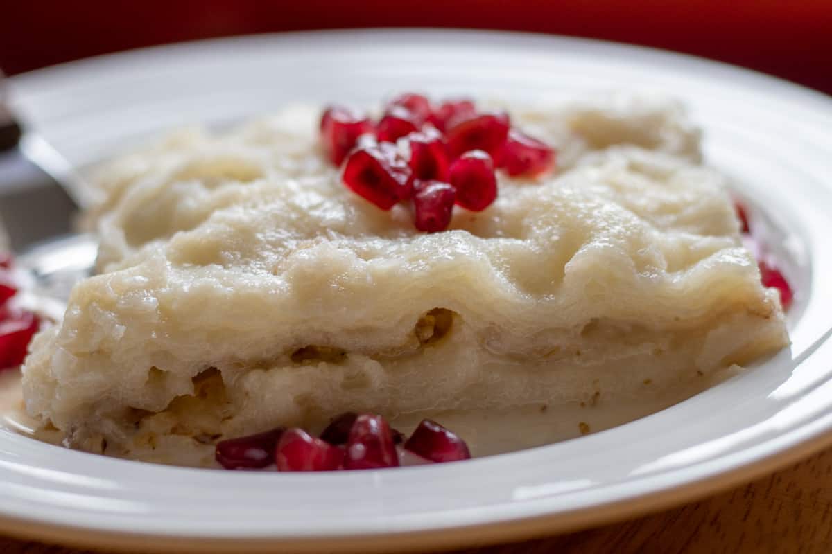 Gullac garnished with Pomegranate seeds