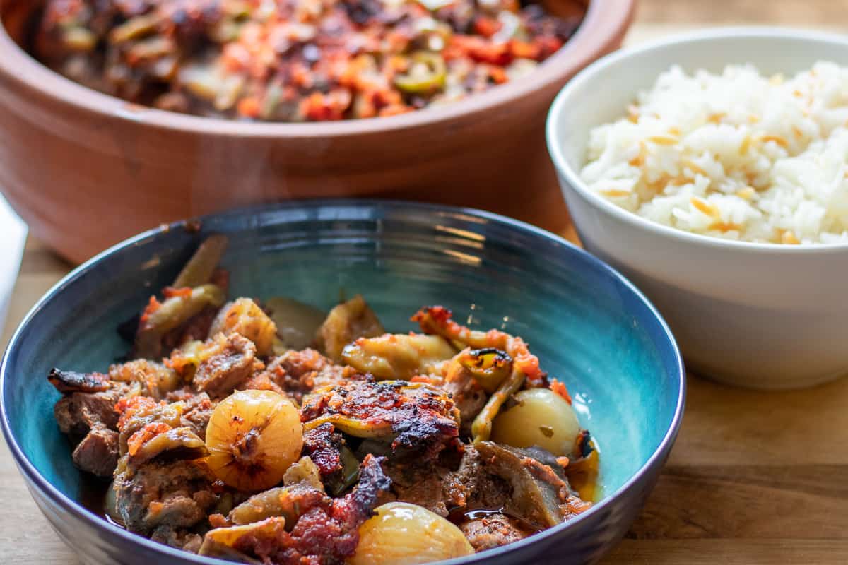 lamb guvec served with rice