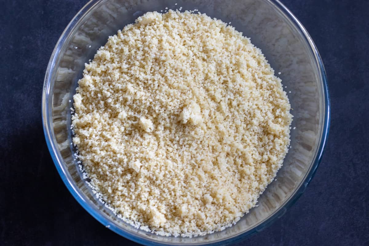 the bulgur is fluffed with a fork