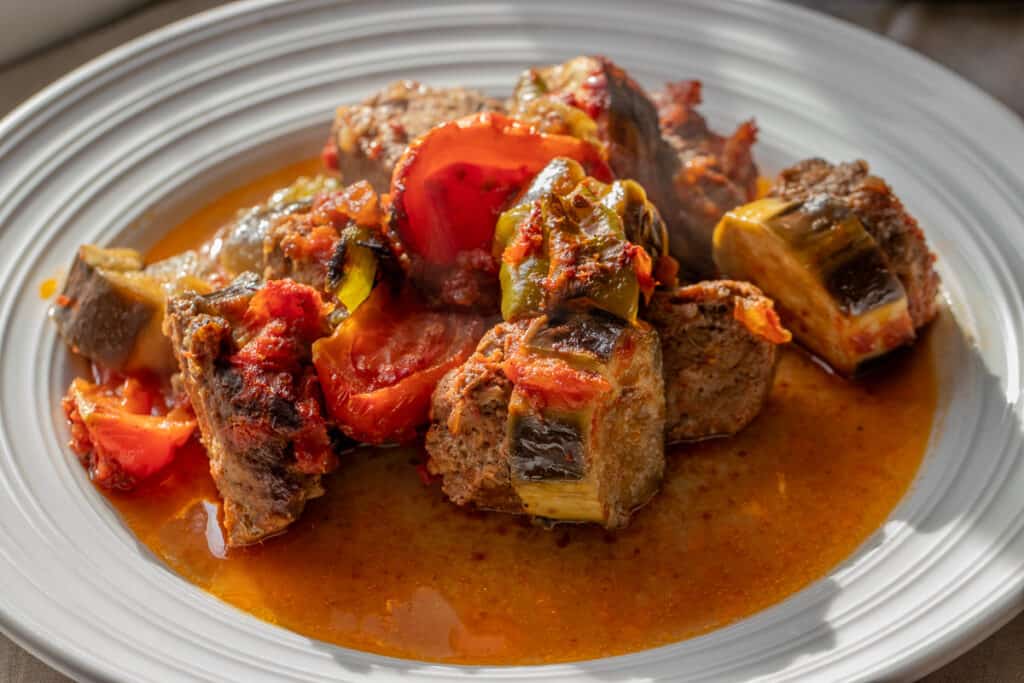 patlican kebabi served on a plate