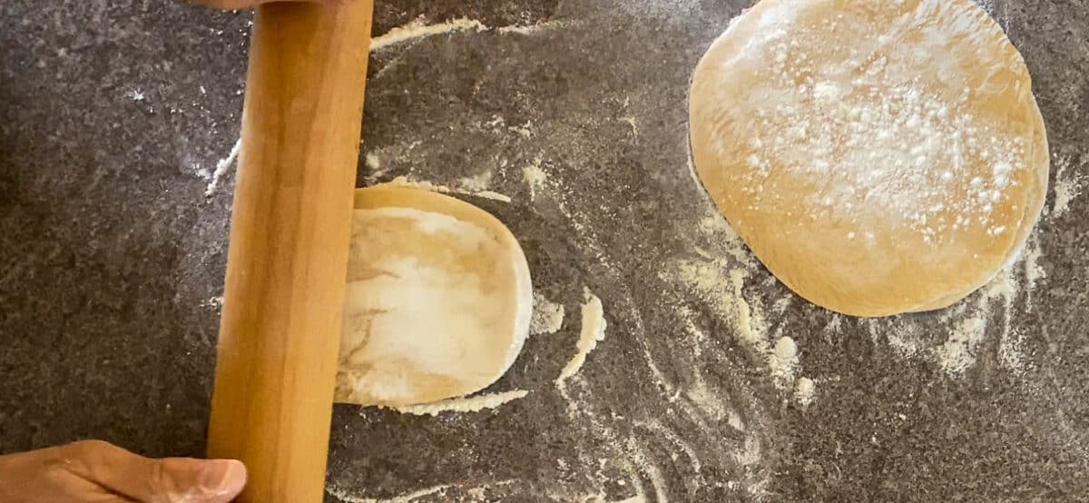 roll out the dough size of a small plate