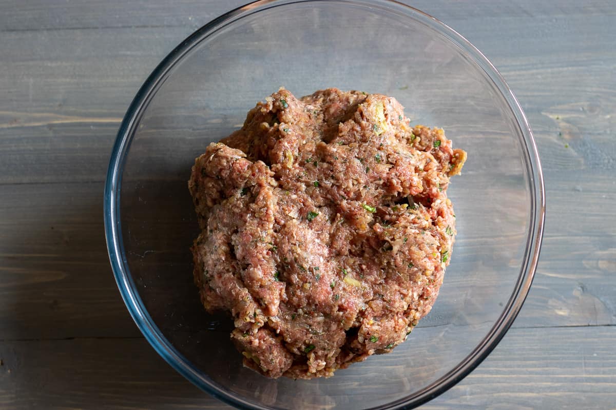 the kofte mixture is ready for meatballs
