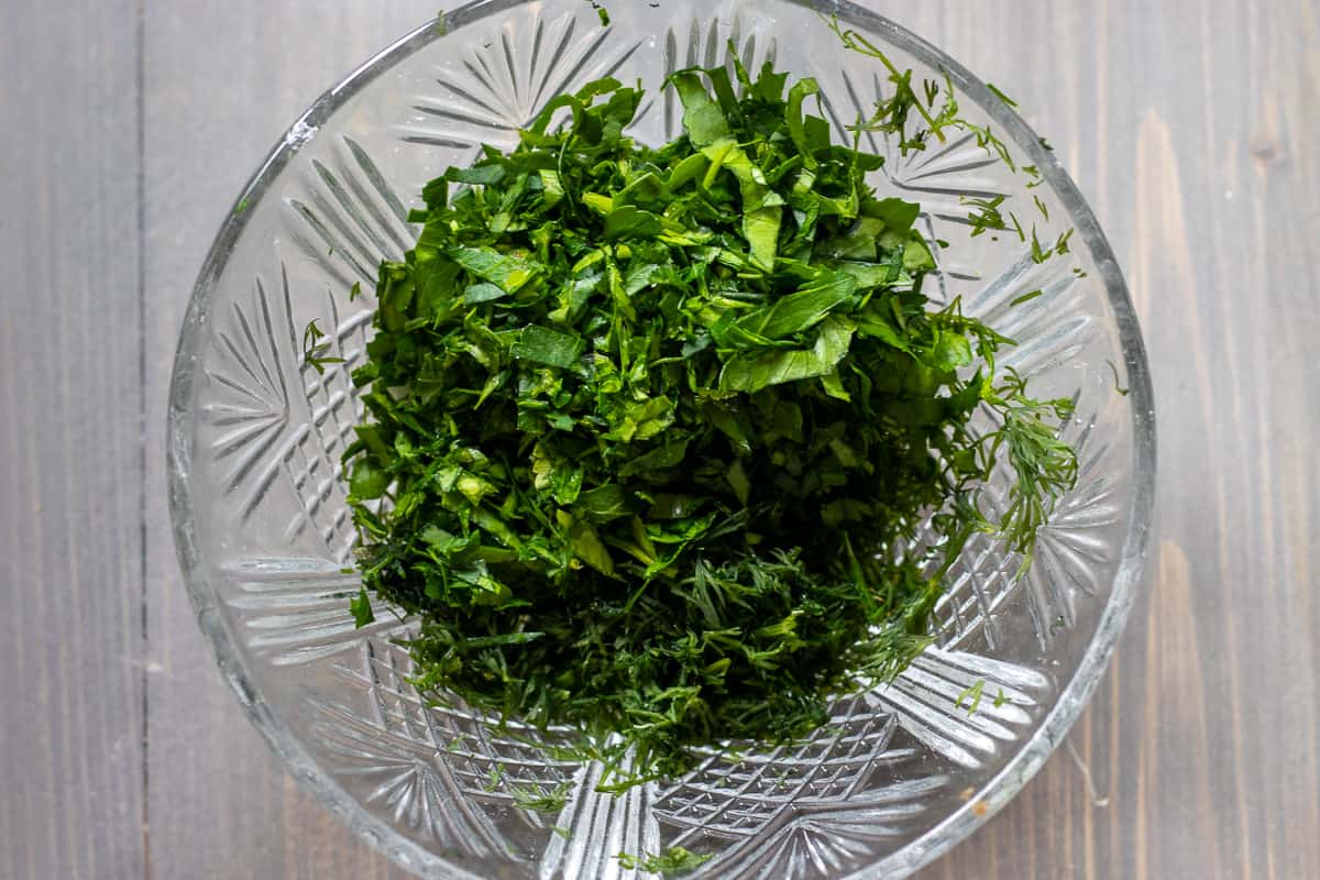 chopped parsley and dill