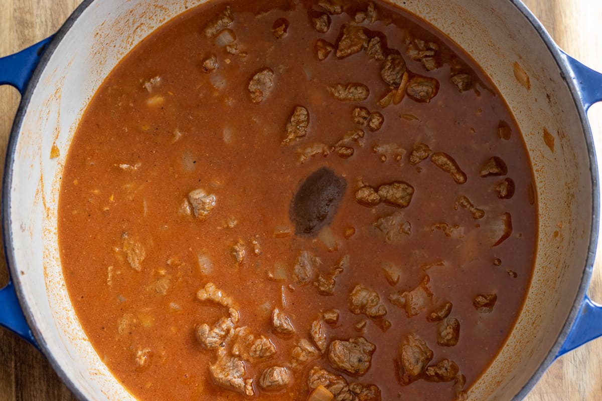 the stock is added to deglaze the pan