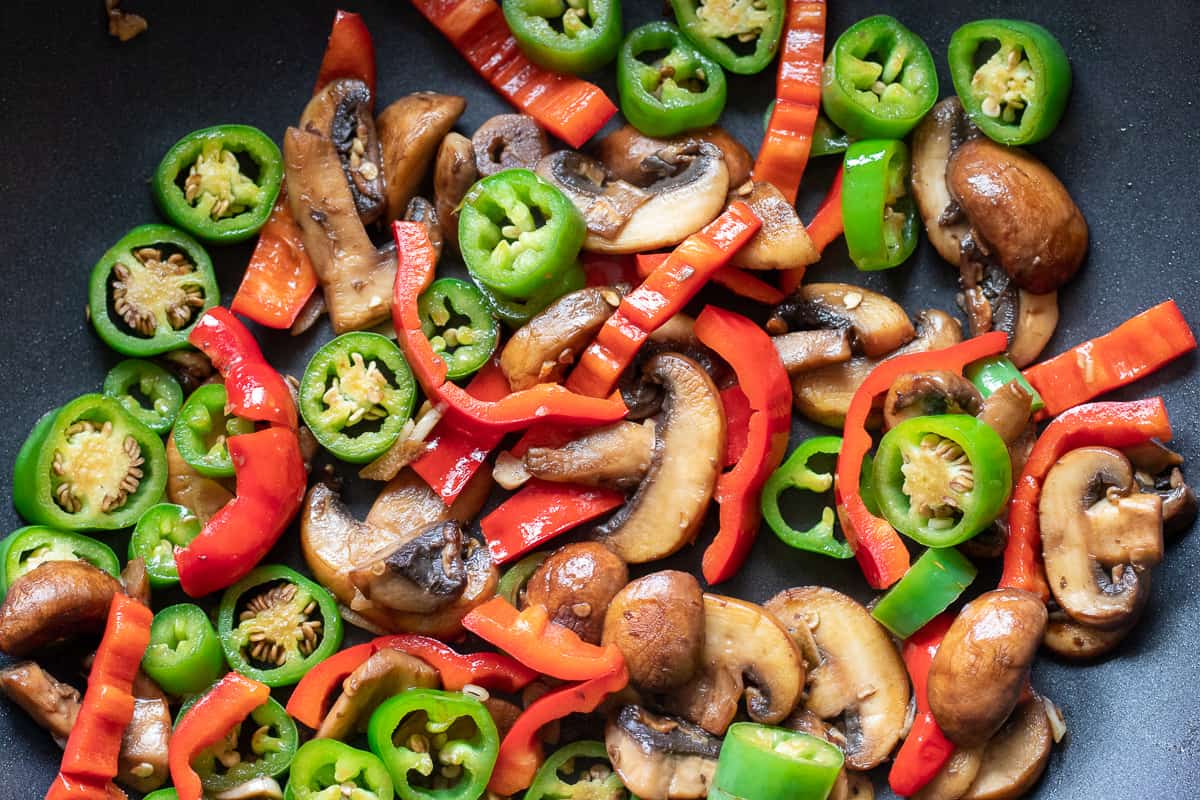 Sautéing the peppers