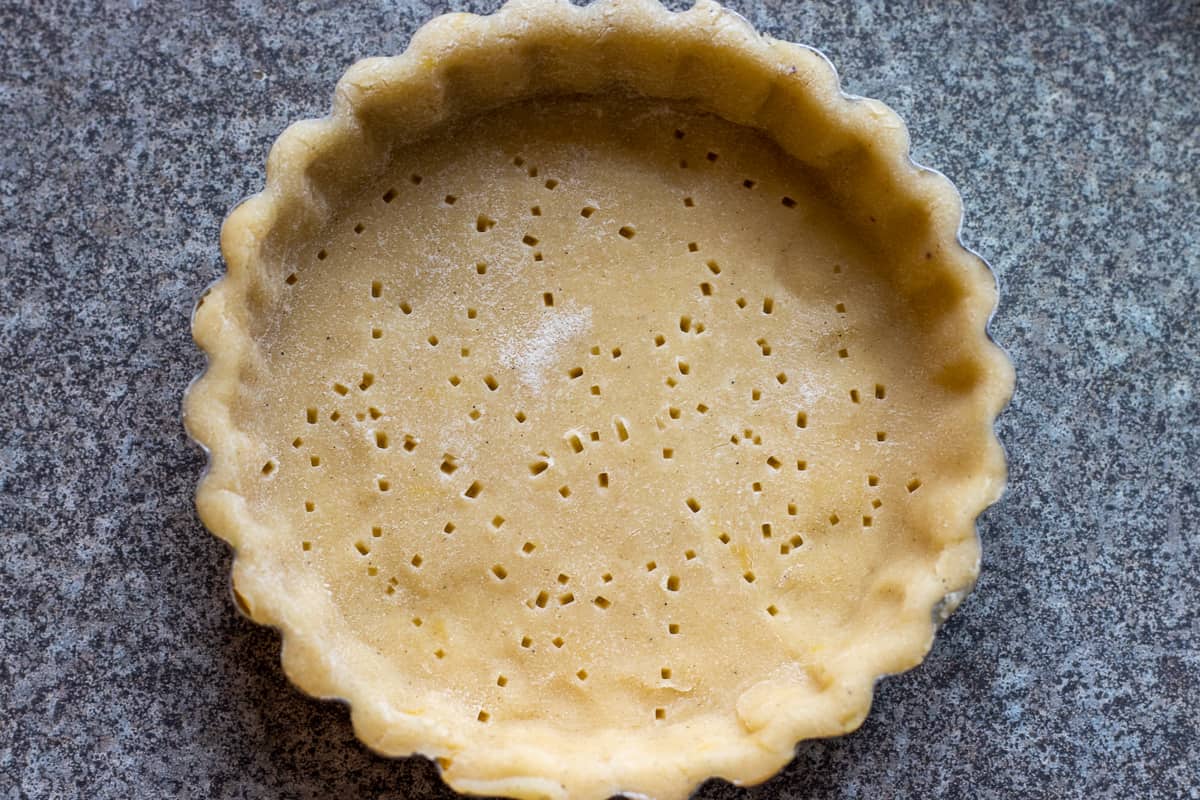 the dough is pricked with a fork