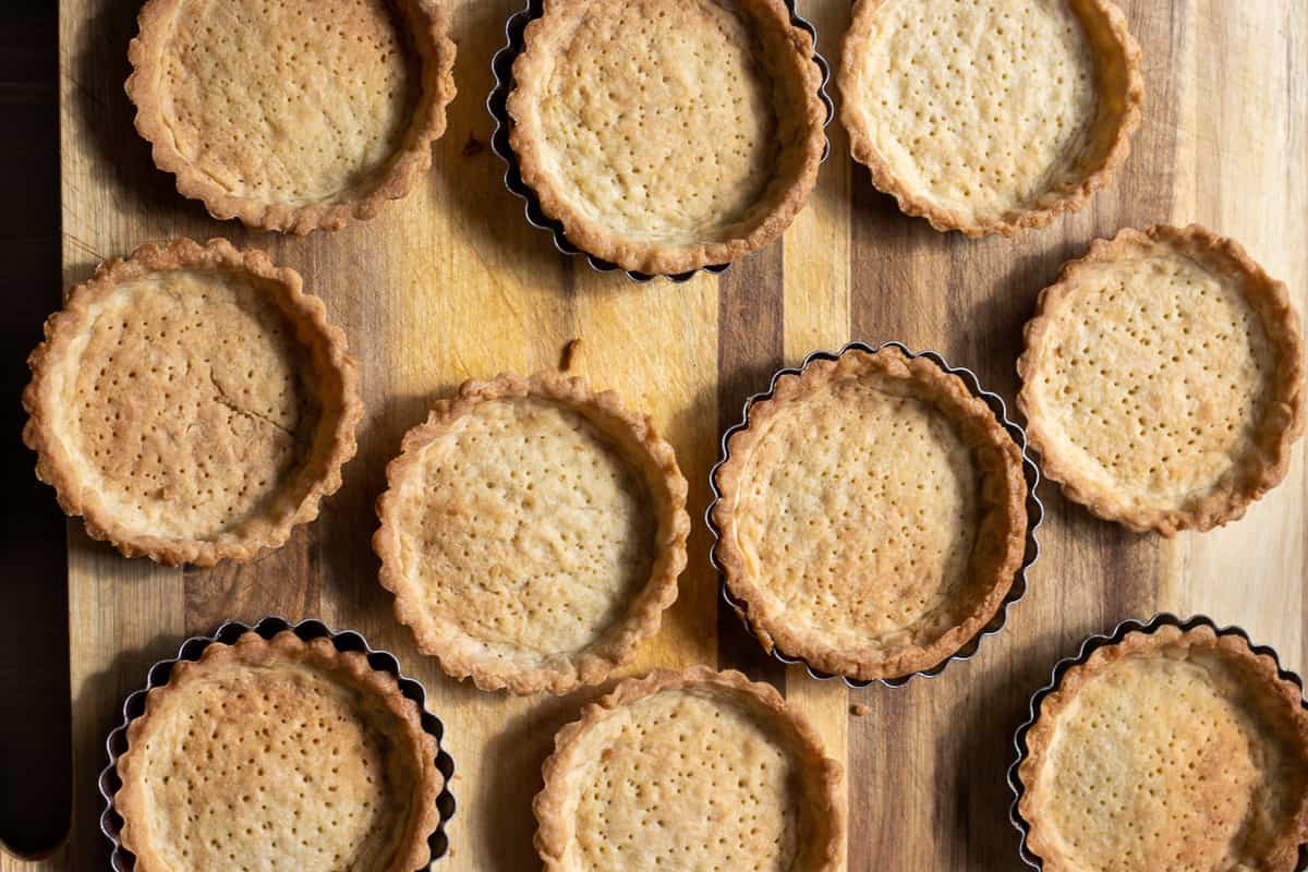 baked tartlet shells for Chocolate Strawberry tartlets