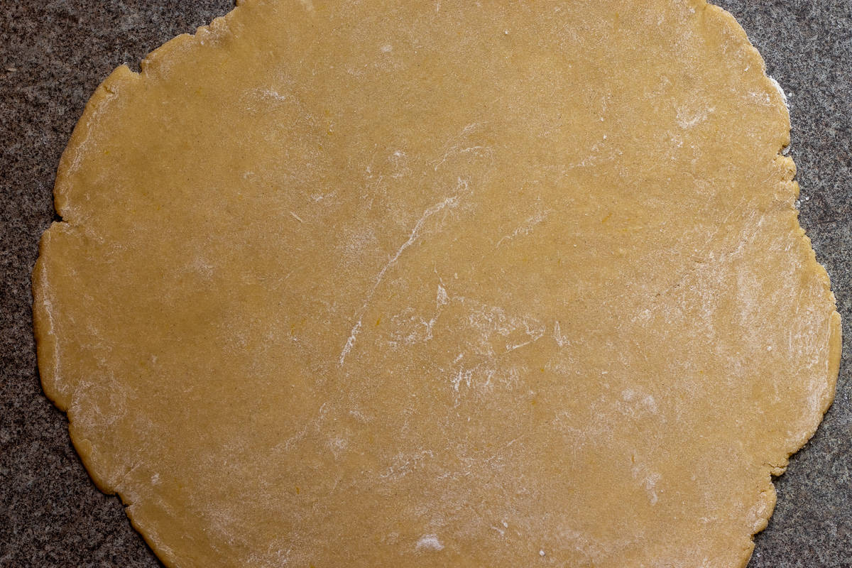 the tartlet dough is rolled out