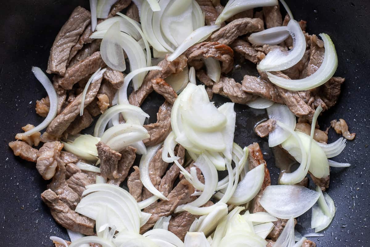 Sautéing the onions