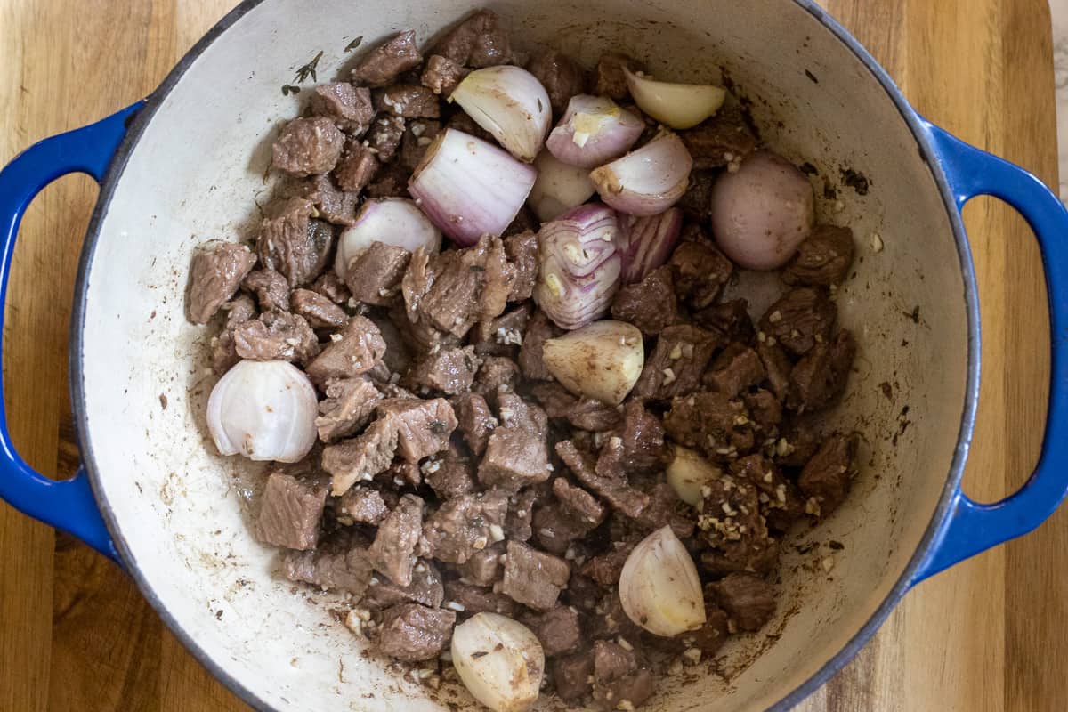 Sautéing the onions and garlic for a few minutes