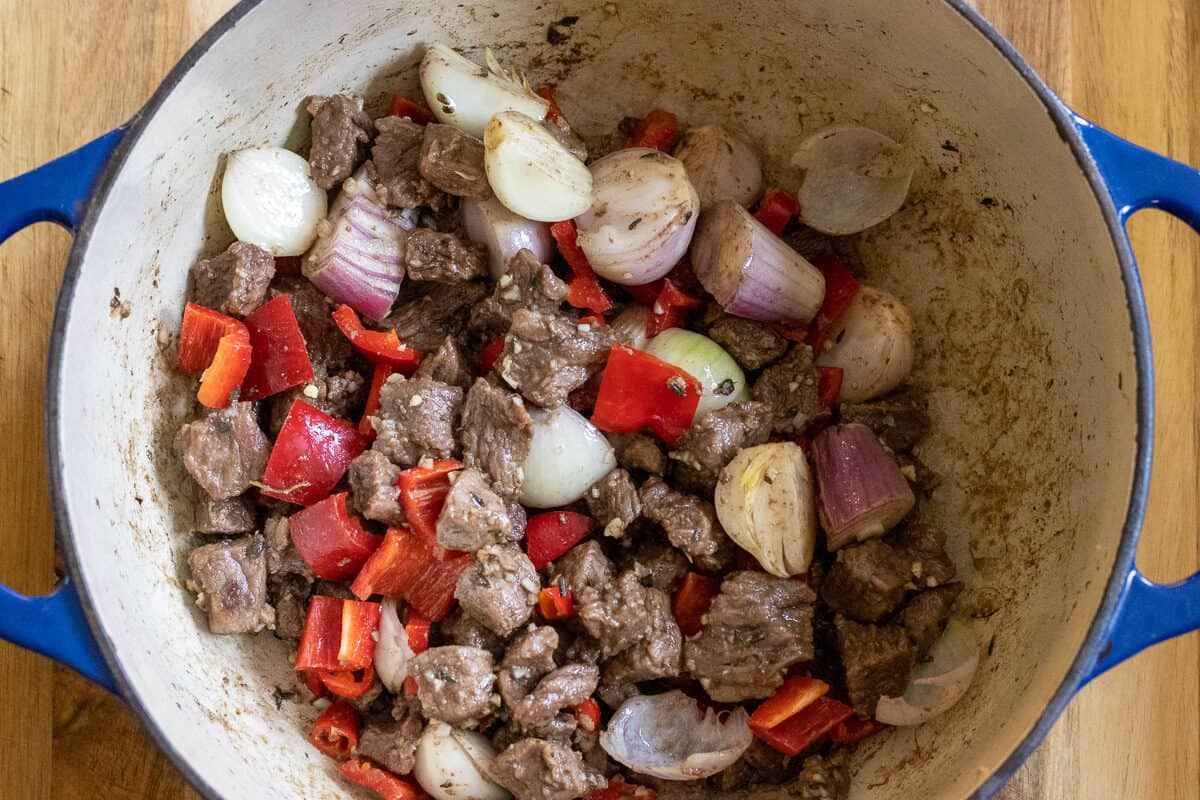 Sautéing the peppers