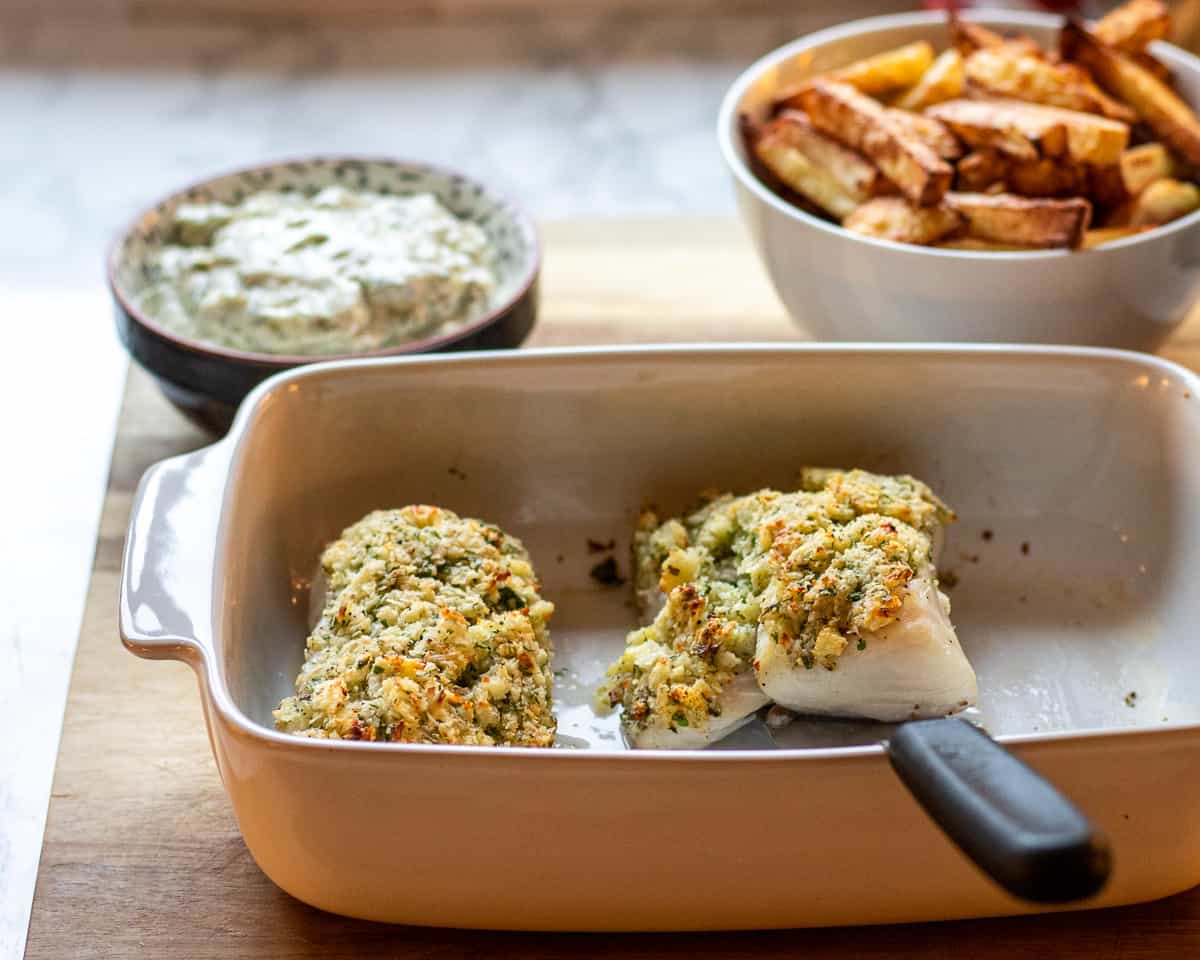 serve it with homemade tartar sauce and chips