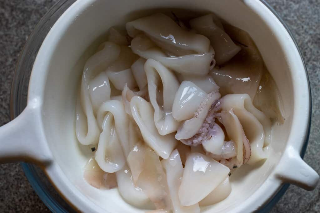 place the rings on a colander